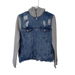 Ashley-Vintage Charm Jacket Denim Hoodie Gray Size S Mens